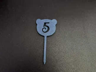 Cute Bear Number 5 Cupcake Topper