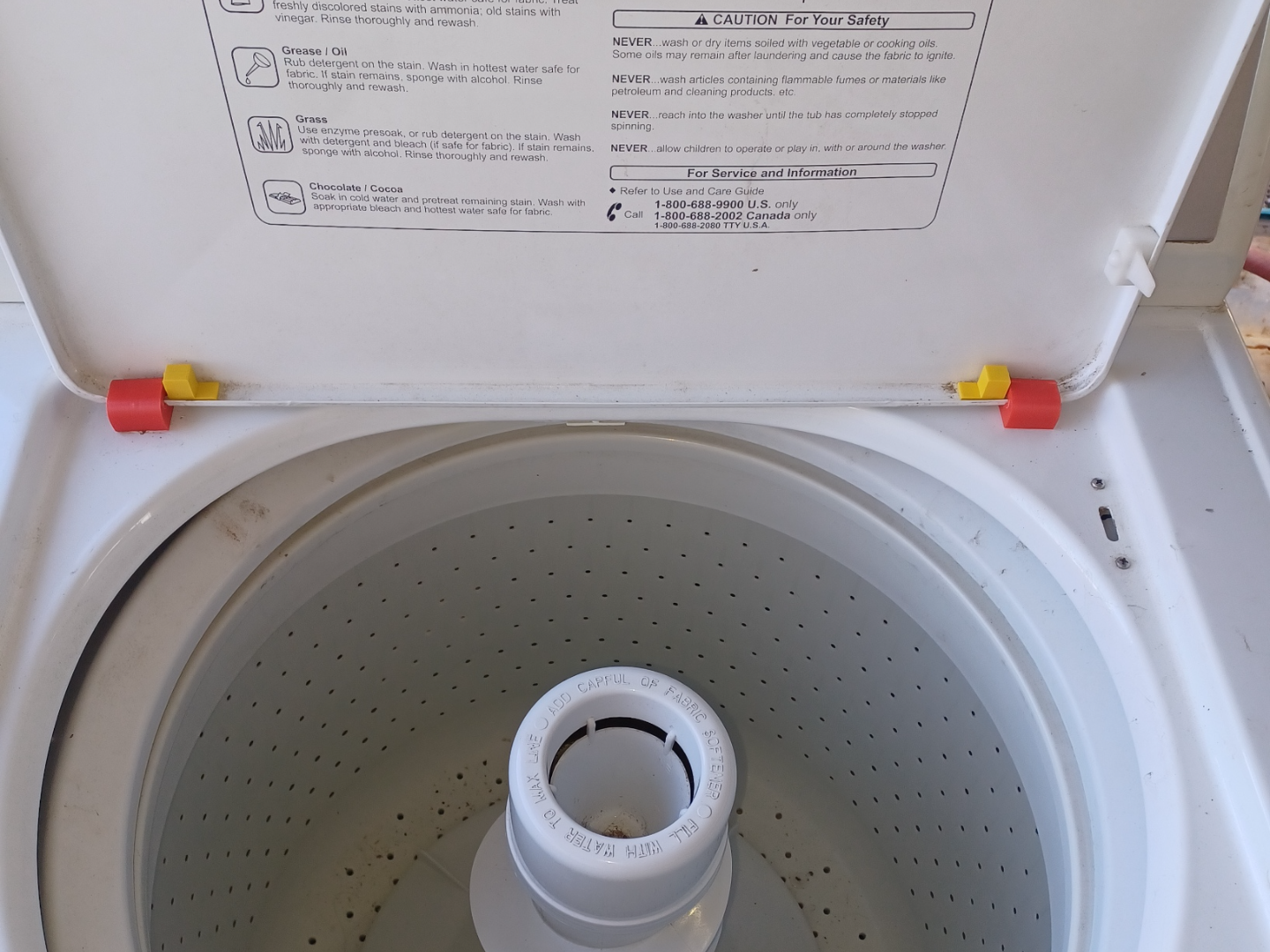 Top Load Washing Machine Lid Hinge and Hinge Pin