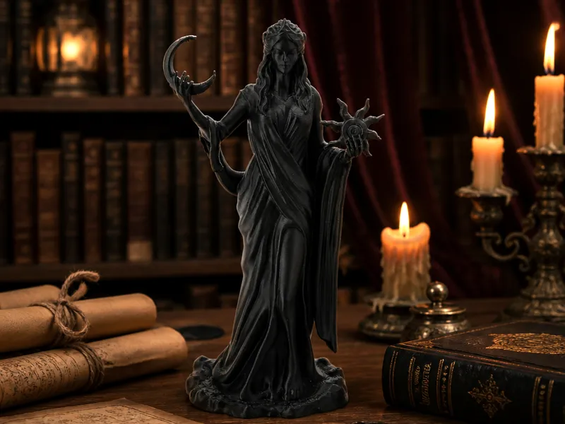 Celestial Priestess Sculpture - Moon and Sun Art