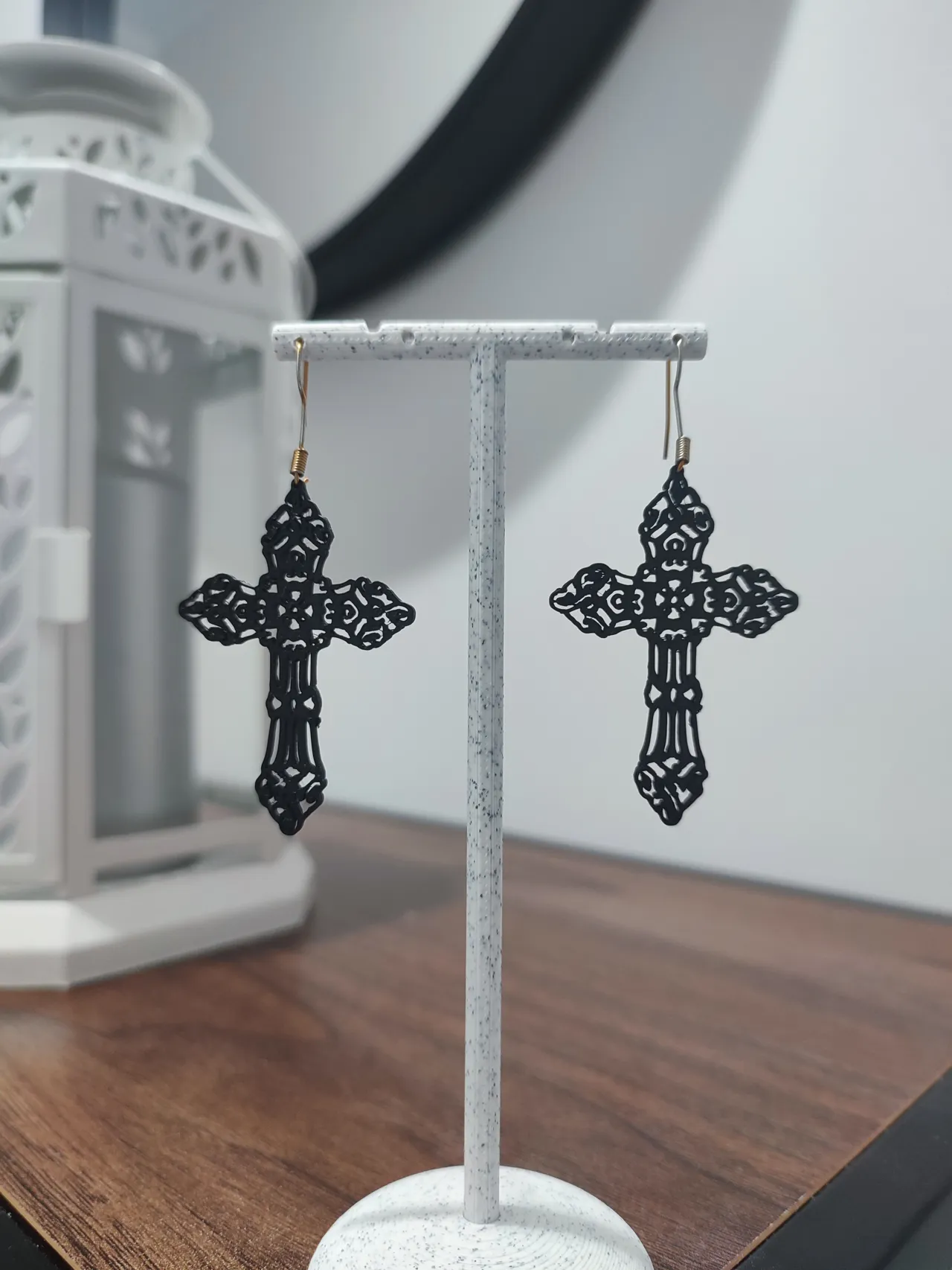 Aretes Cruz Gótica Ornamental view 2