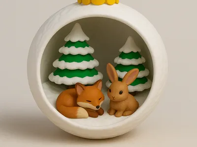 Christmas Ornament fox and bunny
