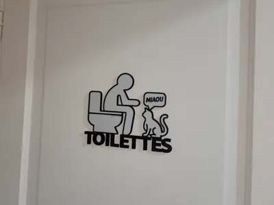 Toilet Door Sign with Cat – “MEOW”