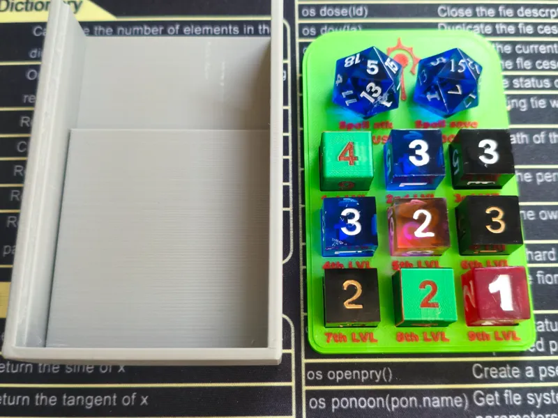 Caja para rastreador de hechizos dnd