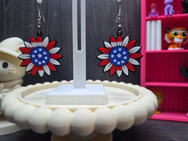 Patriotic Sunflower Earrings