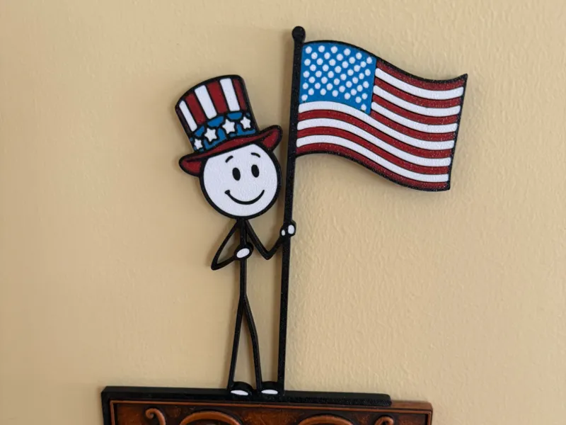 4th of July Stick Man decor - door / light-switch