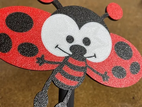 Cute Cartoon Lady Bug and Plant Stake