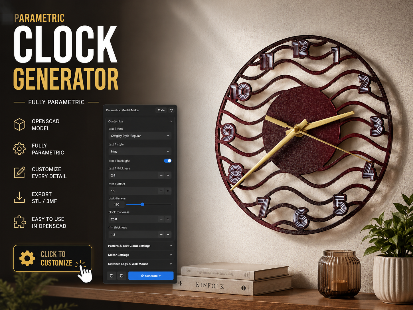 Parametric Clock Generator - Hex & Wave Edition