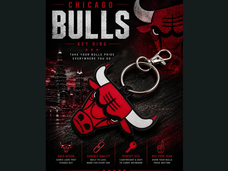 Chicago Bulls NFL Key RIng