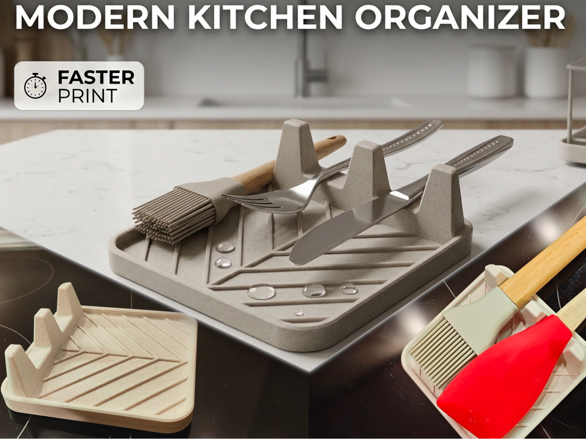 Modern Kitchen Organizer - Utensil Rest /Drip Tray