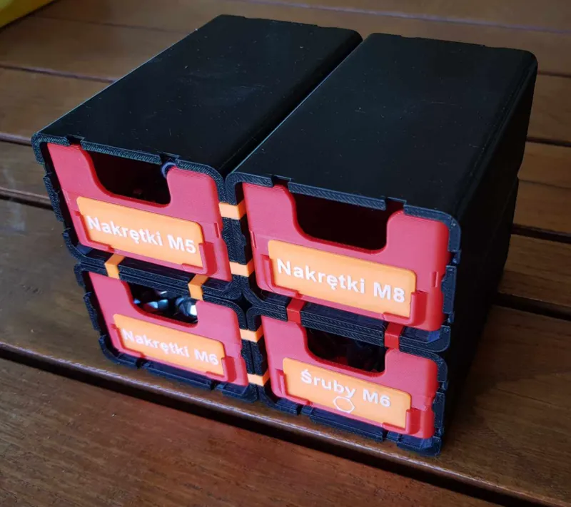 Stackable box / organizer with nameplate