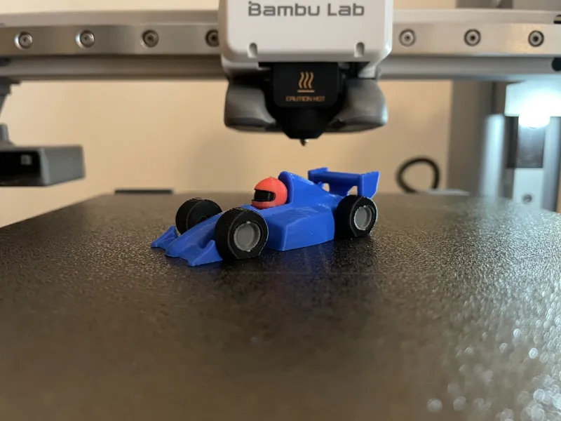 Multicolor cartoon looking f1 car (easy print)