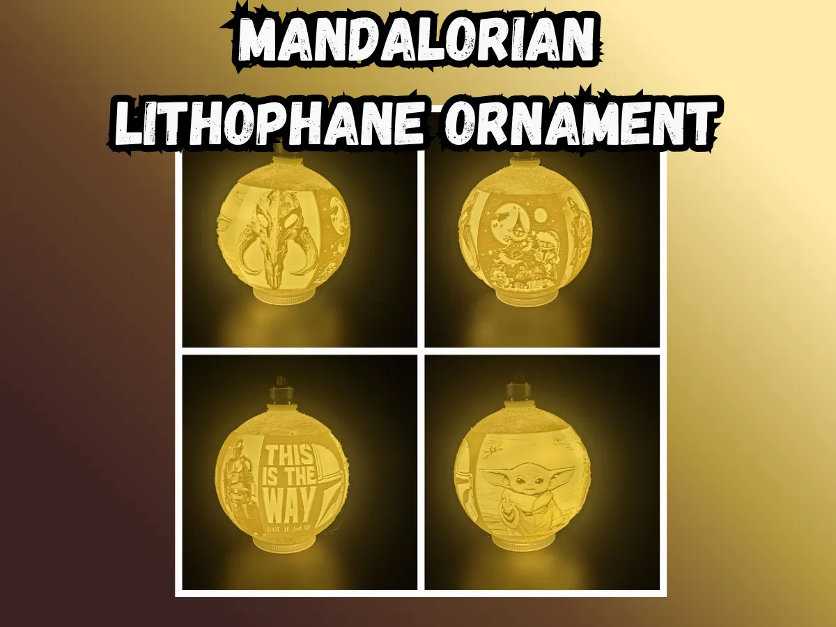 Ornement de Noël lithophanie Mandalorien