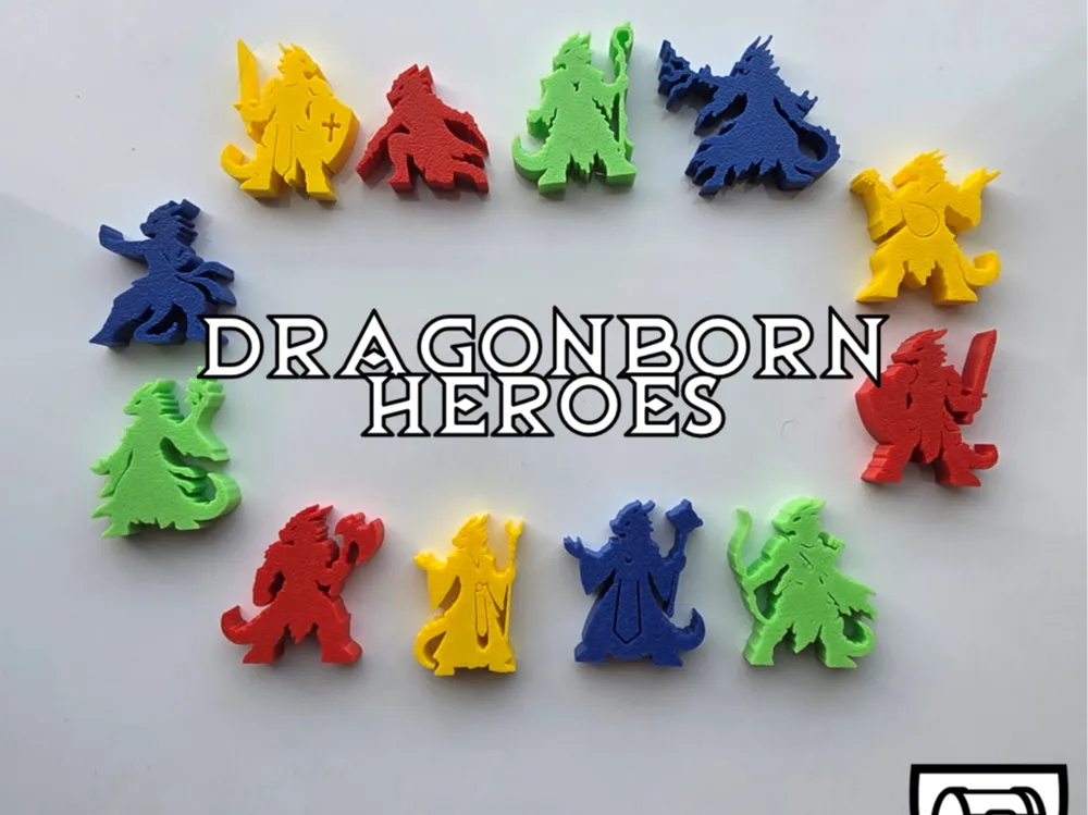 Dragonborn Player Characters - Meeple Minis - Free 3D Print Model ...