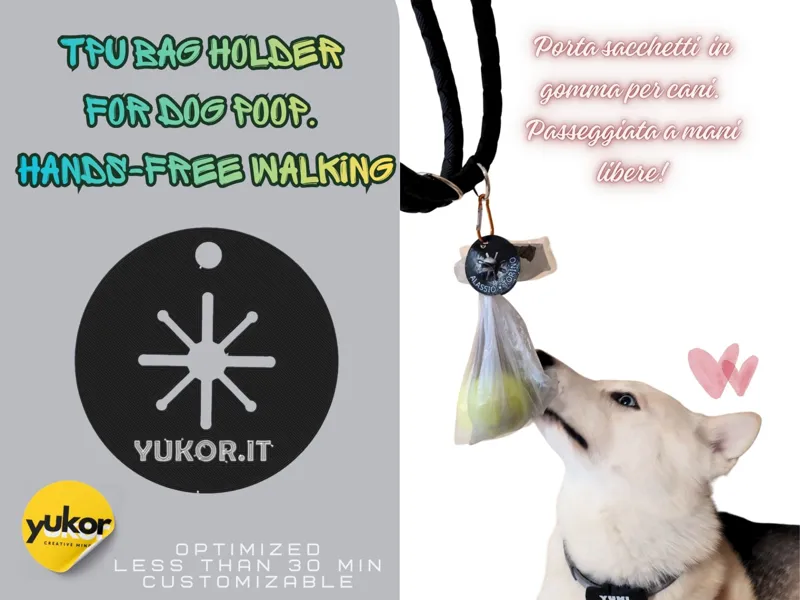 TPU Bag holder for DOG poop. Hands free walking