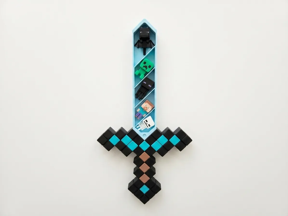 Minecraft Sword Organizer with collectible minis view 4