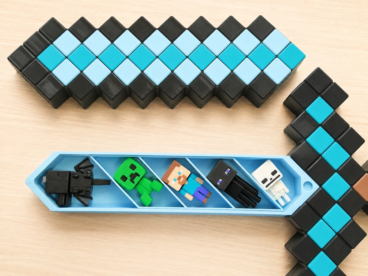 Minecraft Sword Organizer with collectible minis view 2