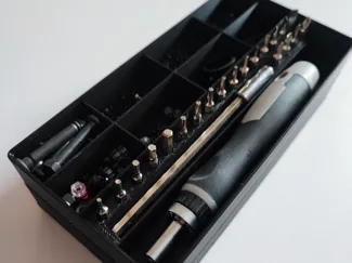 Bac visserie + tournevis de précision (Gridfinity)