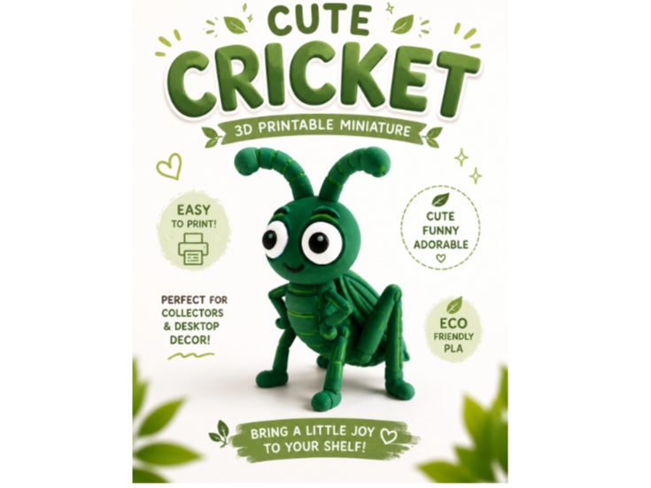 Cute Cricket Miniature  | Cartoon Insect Figure