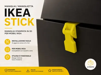 Ikea Stick - snap On Handle (NO screw)