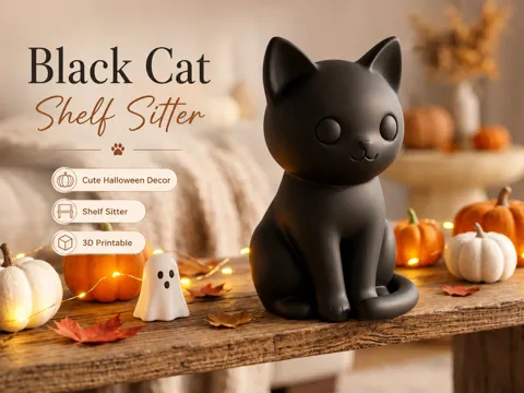 Estante o repisa: Black Cat Shelf Sitter – 3 Sizes | Halloween Decor — referencia de MakerWorld