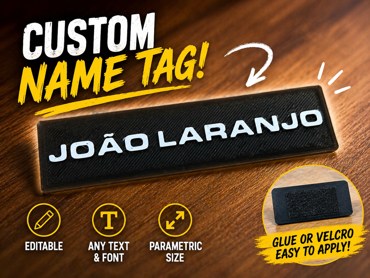 Parametric Custom Name Tag – Fully Editable