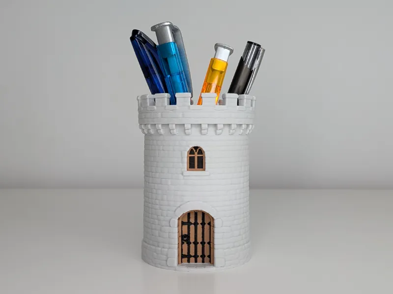 Medieval Stone Tower Pen Cup