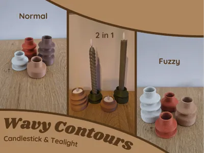 Wavy Contours Candle Set - Candlestick & Tealight