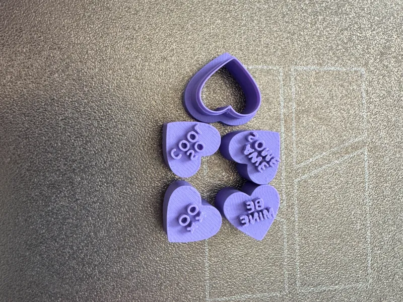 Conversation hearts polymer clay cutter and stamps