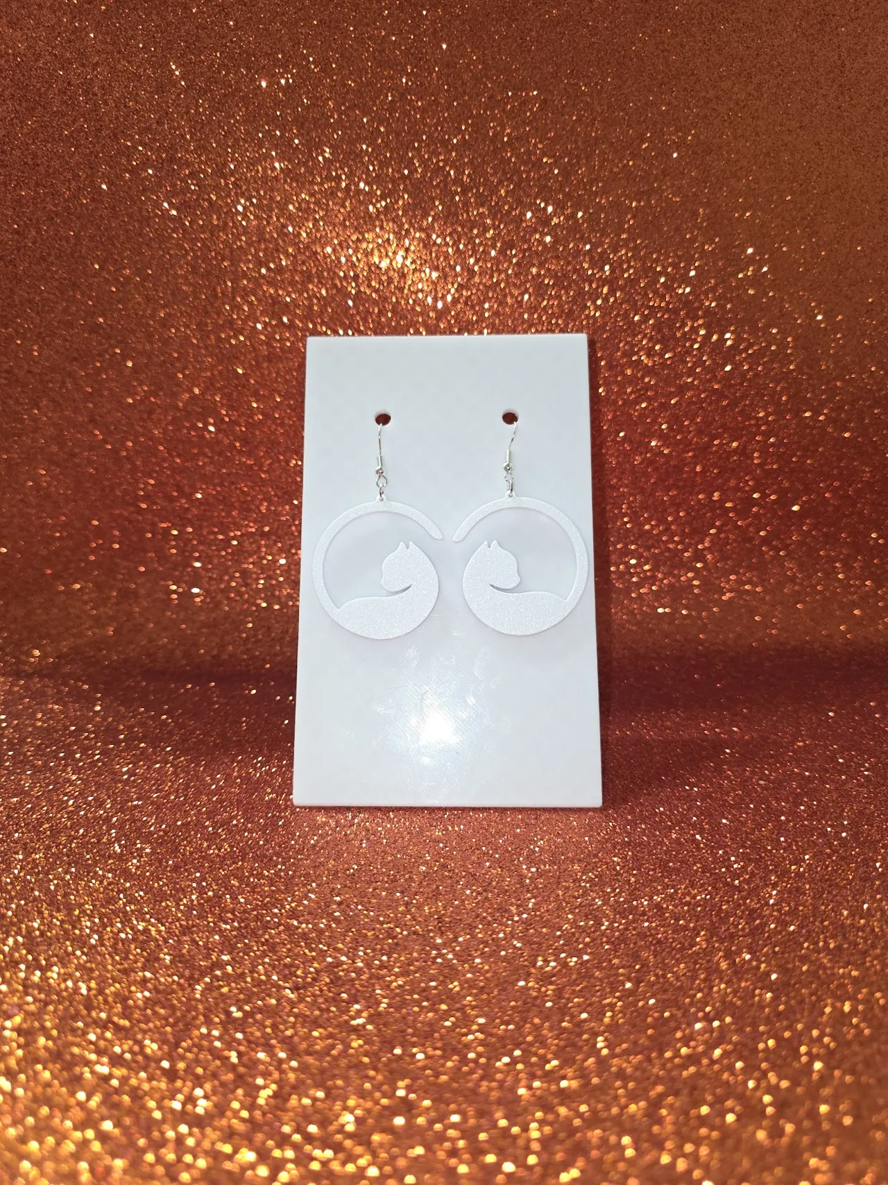 Sweet sleeping cat earrings view 2