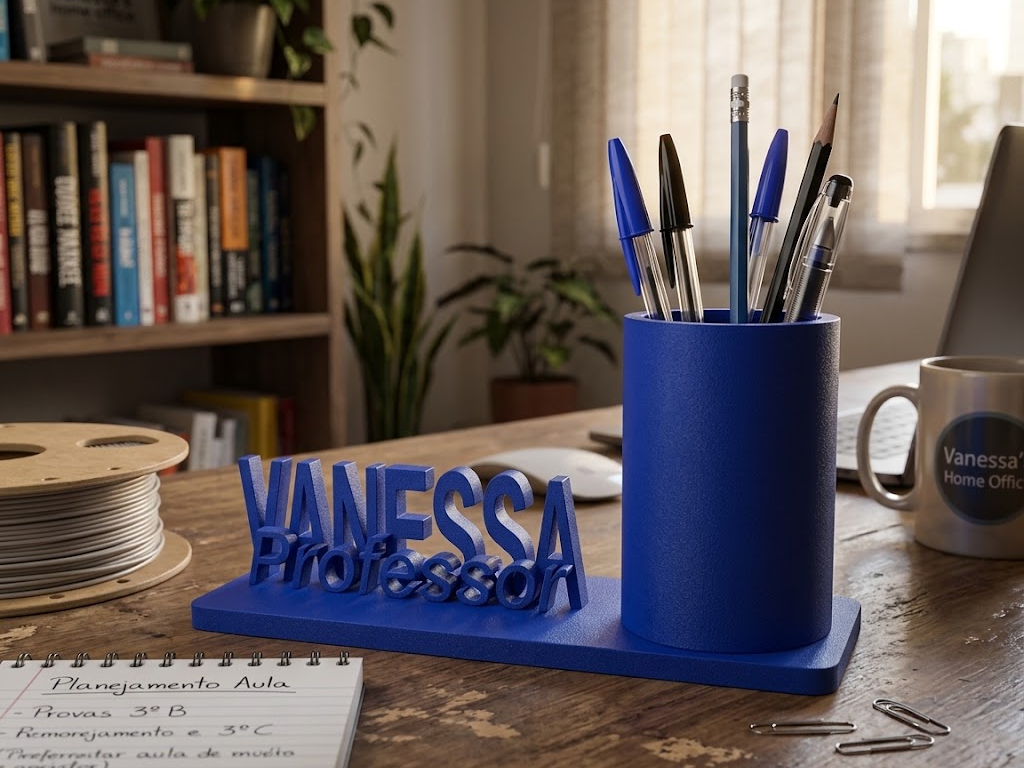 Porta-Canetas Personalizável com Nome e Profissão - 3D printed Office, in stock in India