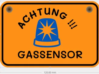 Warnschild Gasflasche - Gassensor