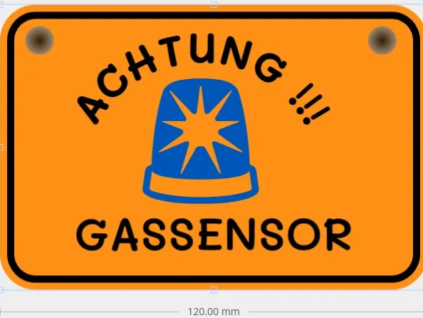 Warnschild Gasflasche - Gassensor
