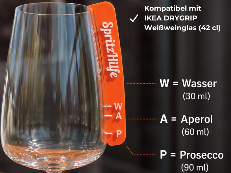 Aperol Spritz Dosierhilfe für IKEA DRYGRIP Glas