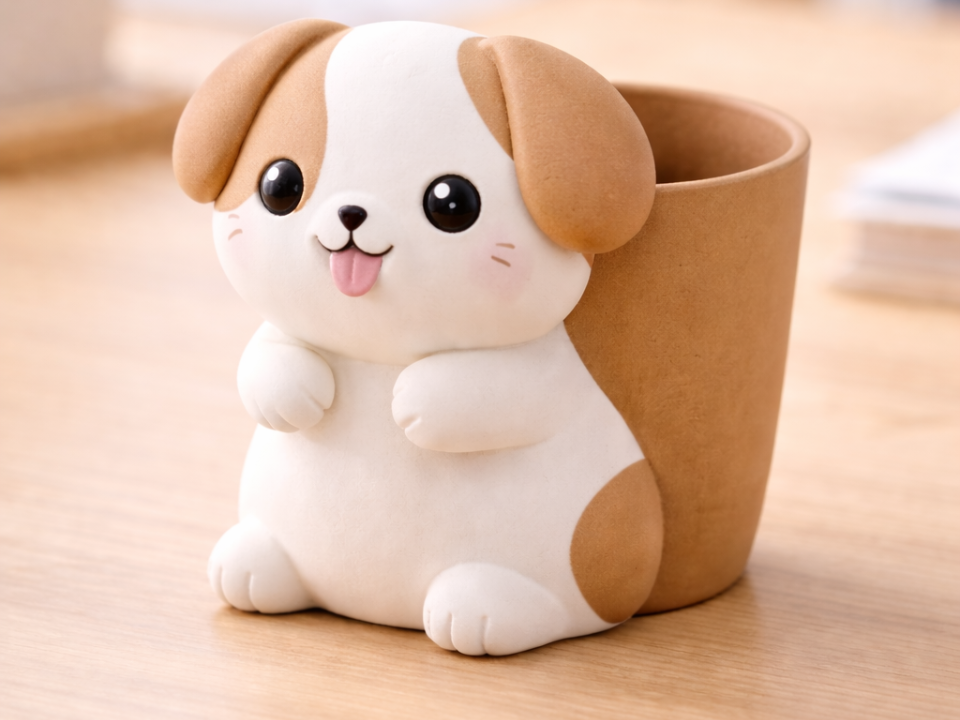 Cute Puppy Pencil Holder Minimalist Desk Organizer