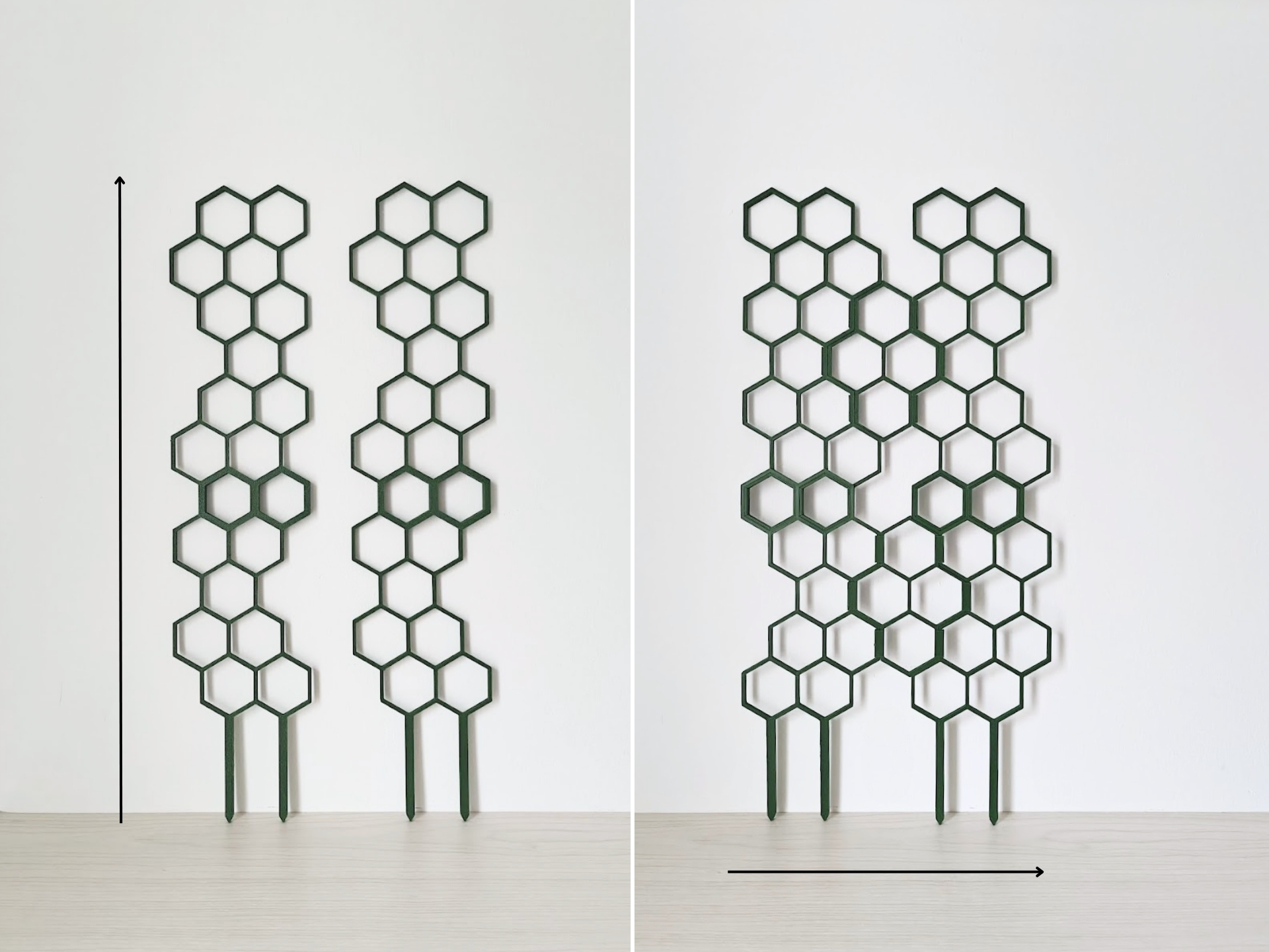 Extendable honeycomb trellis