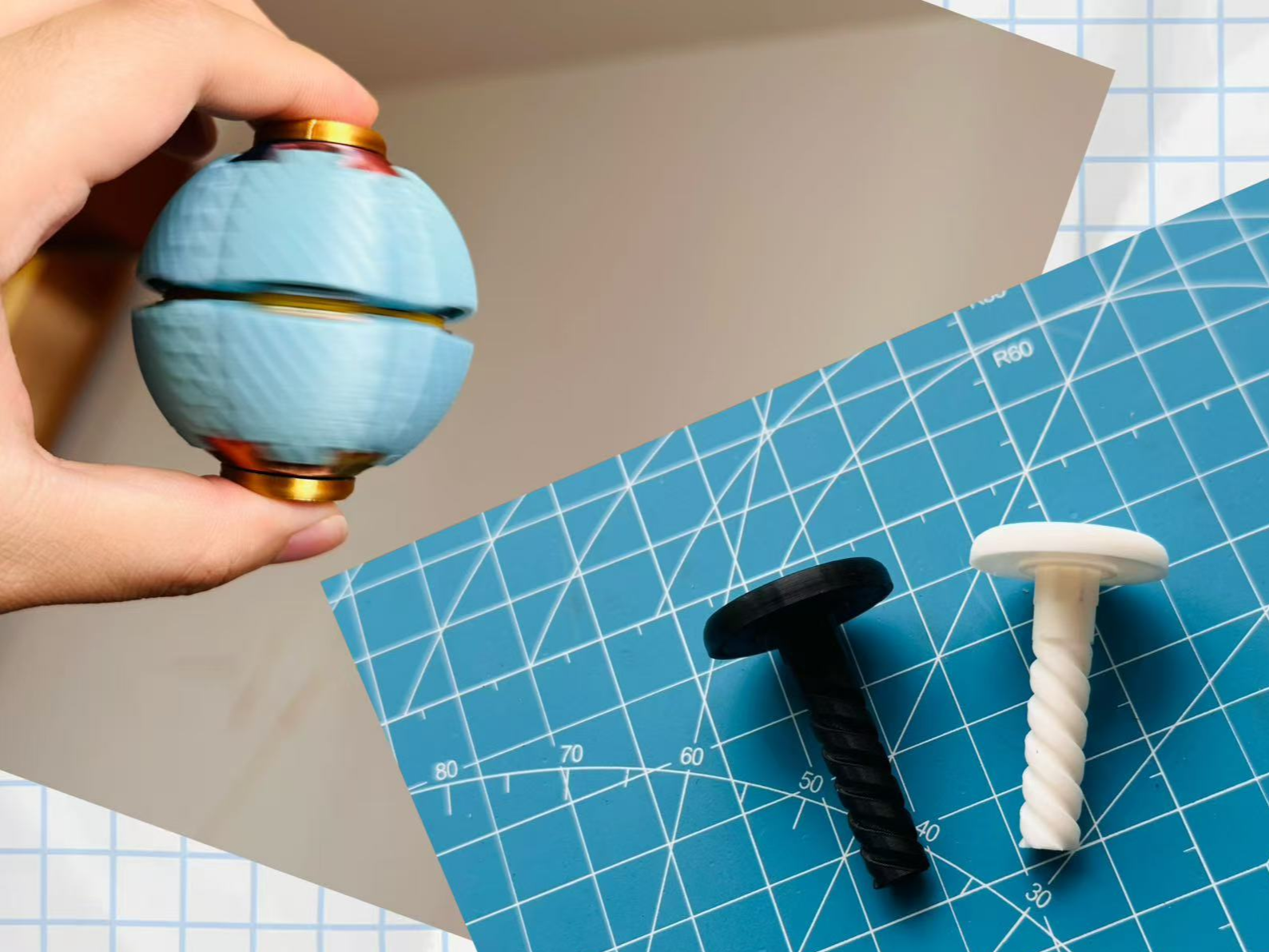 Miniatura 1 do modelo 3D 按压旋转球 加强螺杆（提高转速）