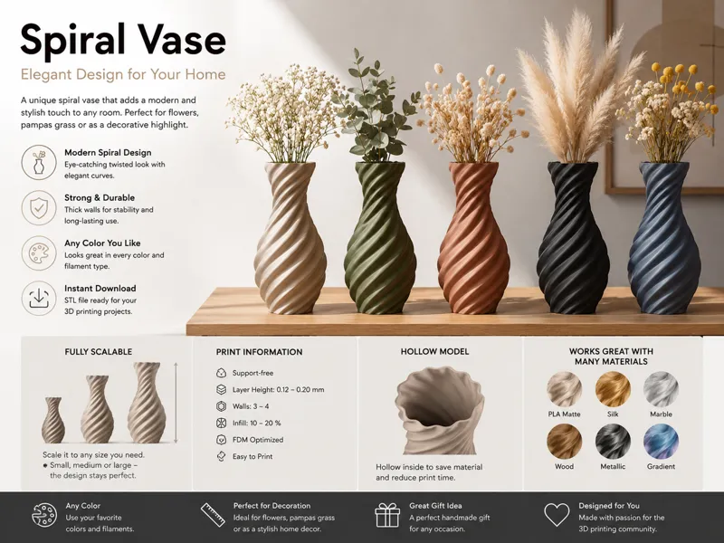 Spiral Vase – Elegantes modernes Vasen Design 