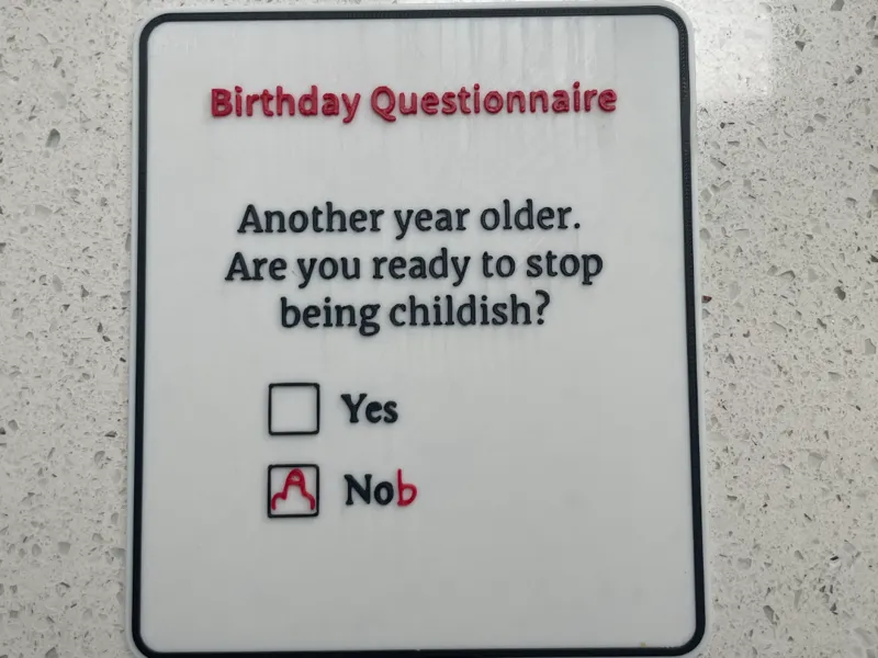Childish birthday card for an adult