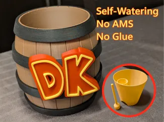 Donkey Kong Barrel Planter / Bin & XL No Glue/AMS 