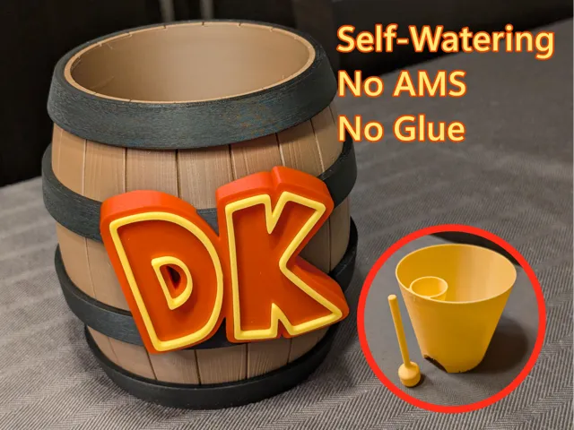 Donkey Kong Barrel Planter / Bin & XL No Glue/AMS