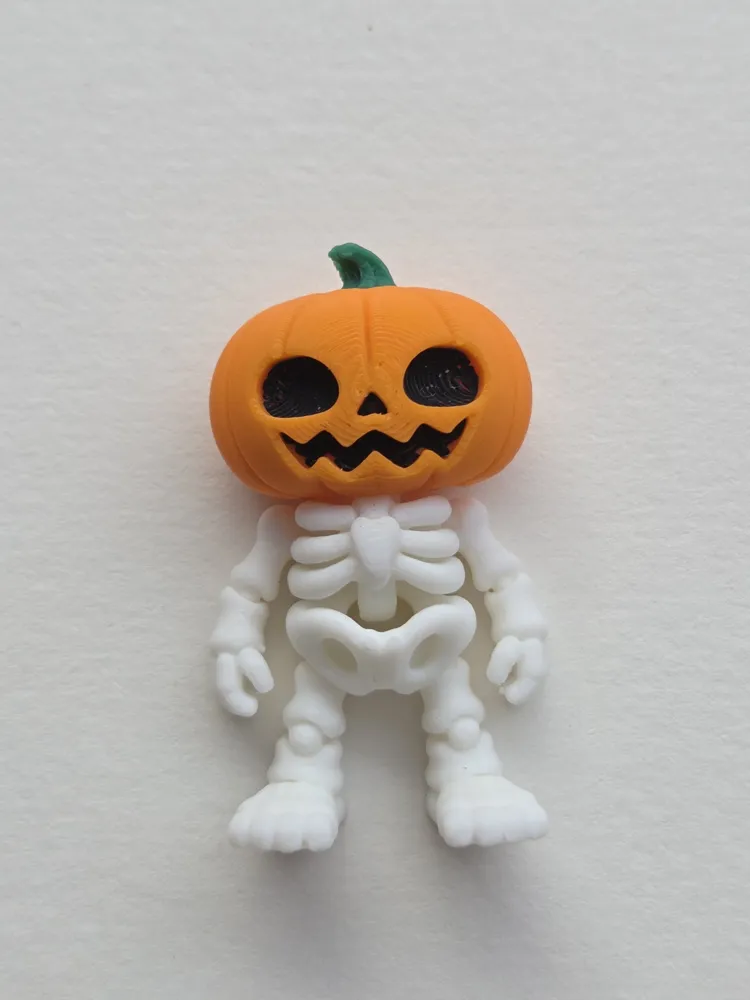 Tiny Flexi Pumpkin Skeleton - Free 3D Print Model - MakerWorld