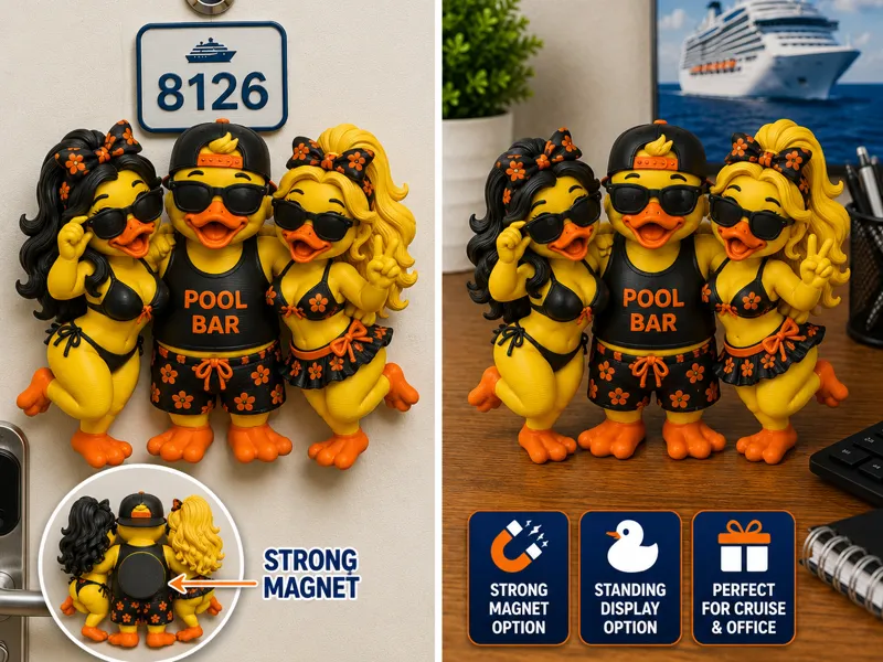 Pool Bar Duck Crew Magnet Set