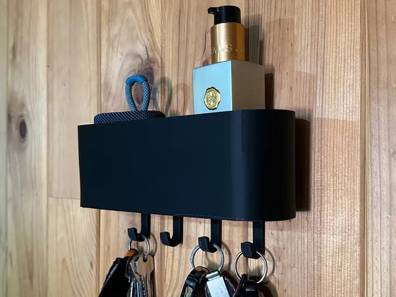 Wall-Mounted Key Holder with Storage Pocket