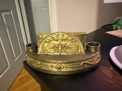 small tarot card and candle holder