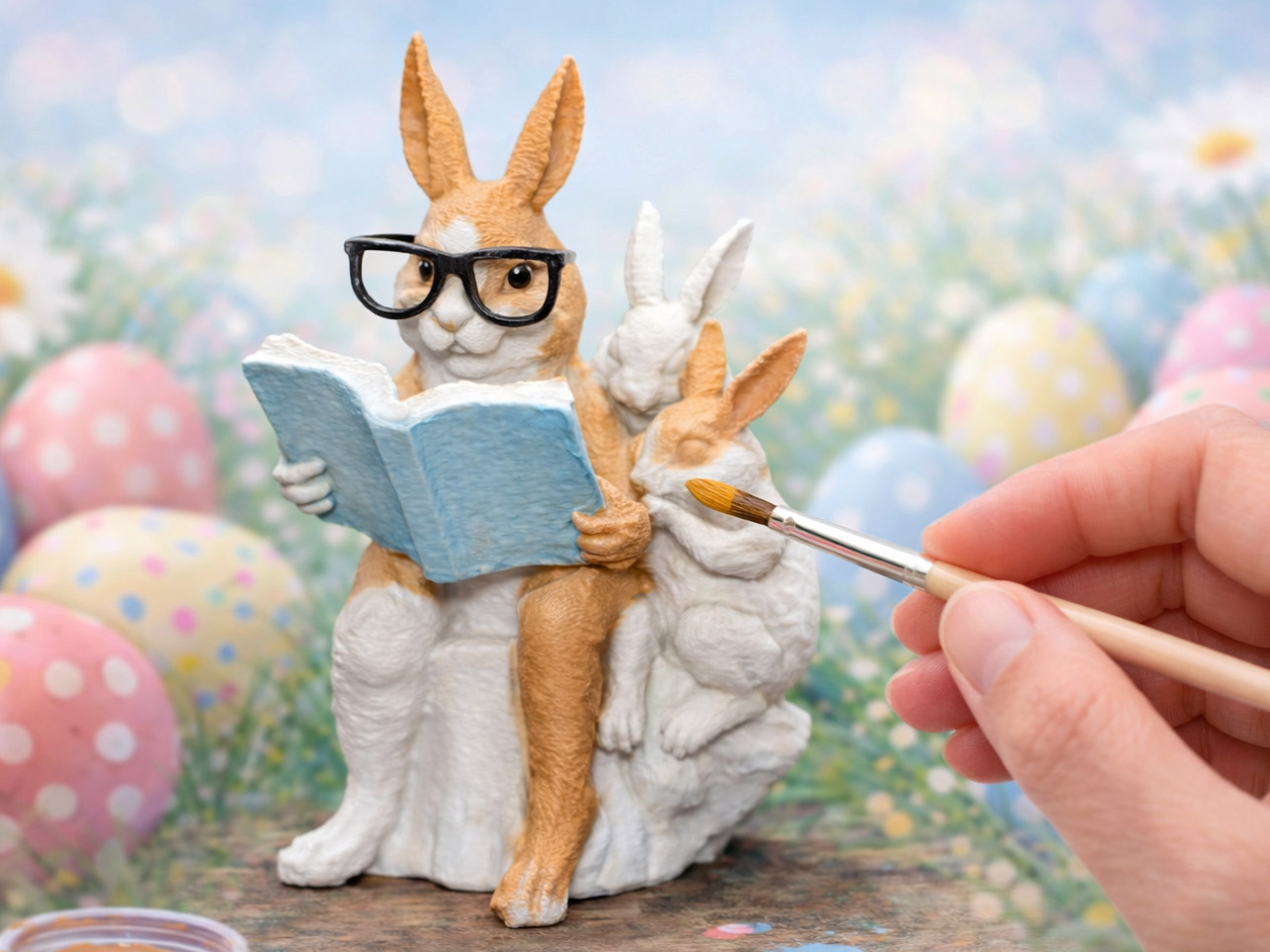 easter bunny family reading Paint-Your-Own Craft