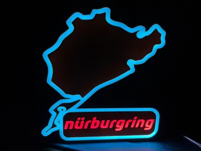 Nürburgring illuminated display, LED lamp in blue and red circuitry
