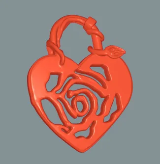 Heart Locked Rose - Charm for Valentine's Day