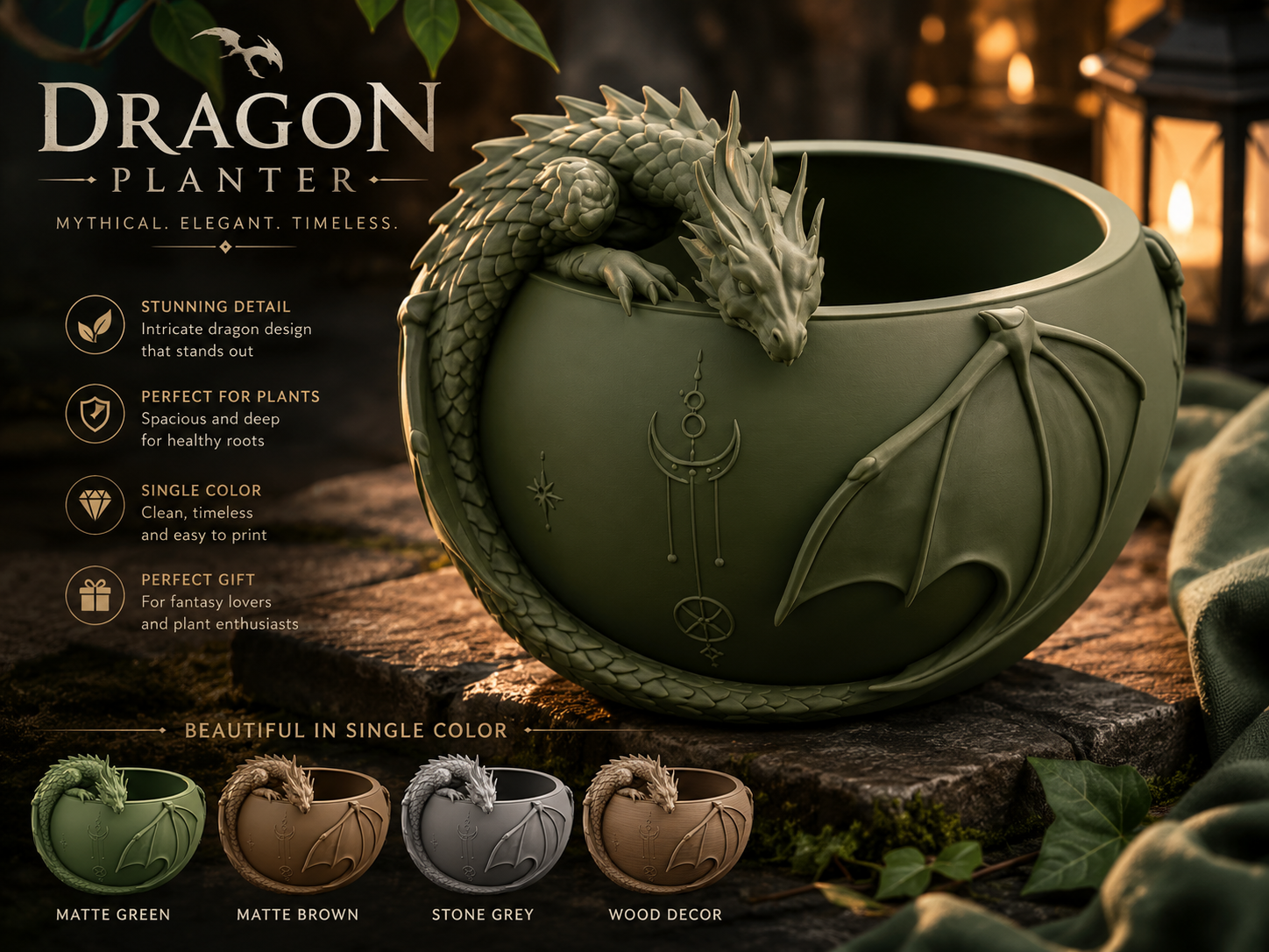 Dragon Planter - Fantasy Dragon Pot