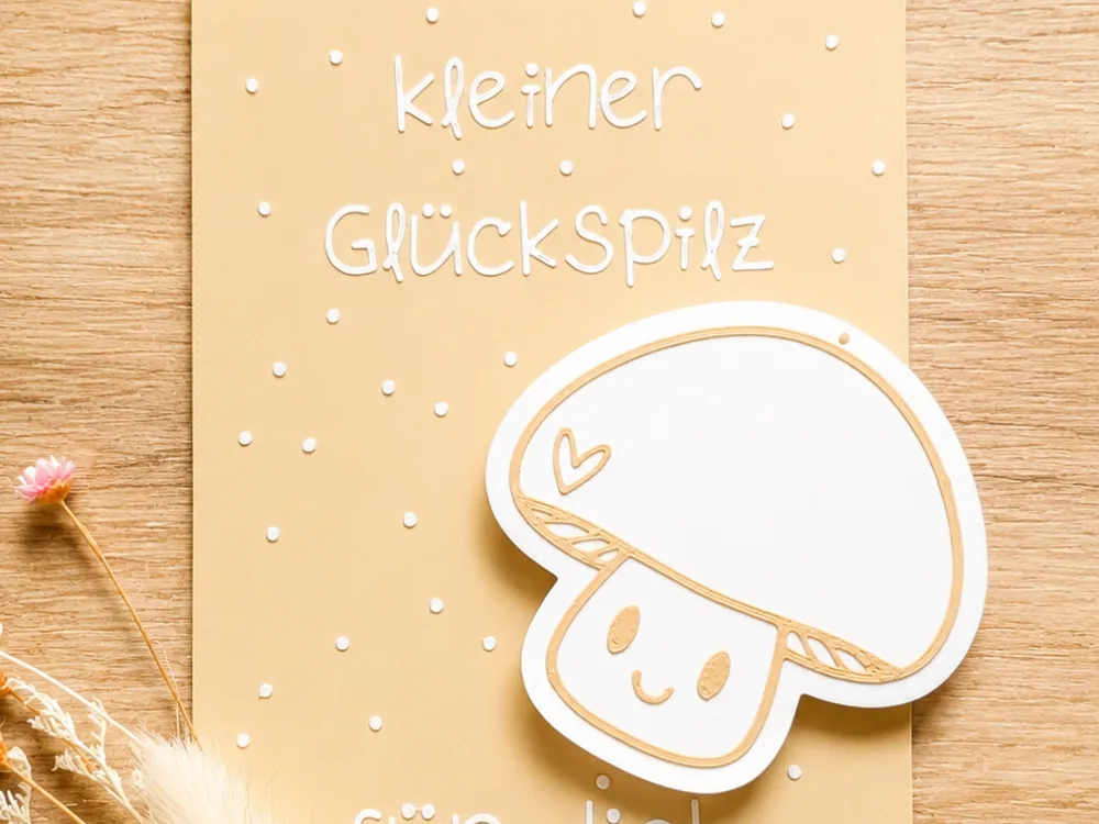 Soporte: Kleiner Glückspilz – Geschenkkarte & Anhänger. Referencia del modelo original.