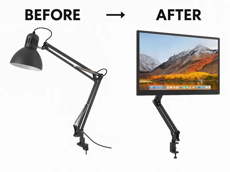 Portable monitor adapter for IKEA Tertial lamp